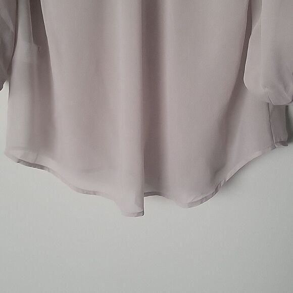 NWT Jeunesse Silk XS Gray Blouse Coquette Long Romantic Chiffon Sheer Modest - Picture 11 of 14
